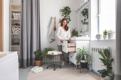 Bathroom with Built-in Shelves
